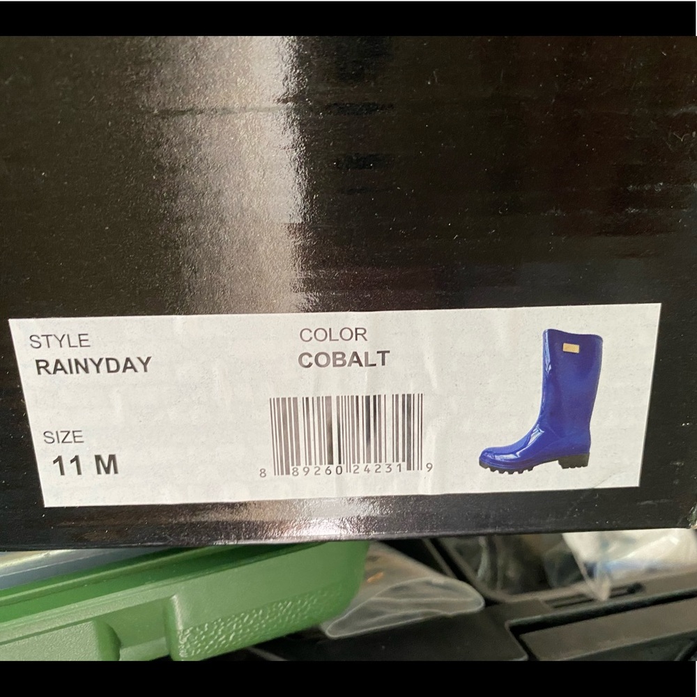 NIB Nicole Miller Rainy Day Rain Boots Cobalt Blue - Picture 5 of 6